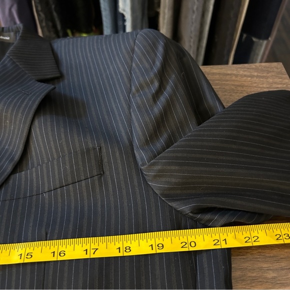 ❤️ Lauren Ralph Lauren Dark Gray Striped Wool Blazer 40R - Picture 7 of 10
